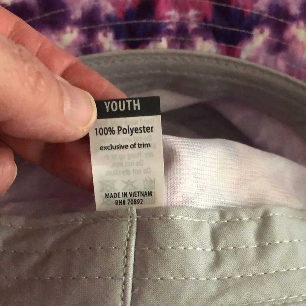 Girl’s Youth size Layer 8 UPF purple tie dye sun protection bucket hat